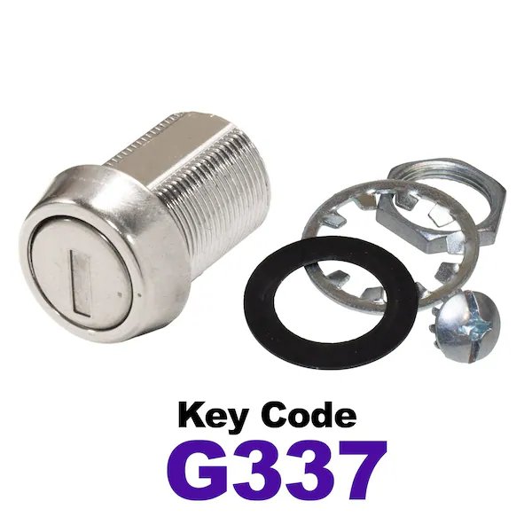 RV SS Compartment Lock, Cam/Blade Style, 7/8in Threaded Barrel, Blades not Included, Keyed to G337, Global, Mfr#: CLB-337-78-SS